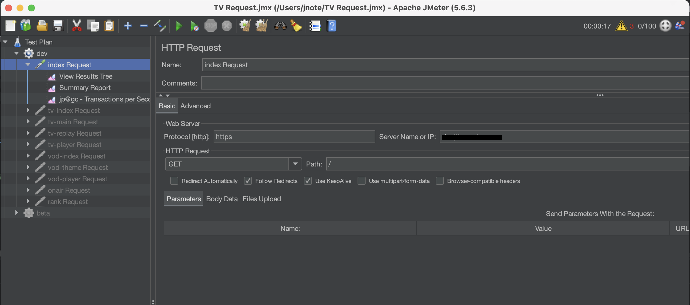 JMeter GUI Test Plan